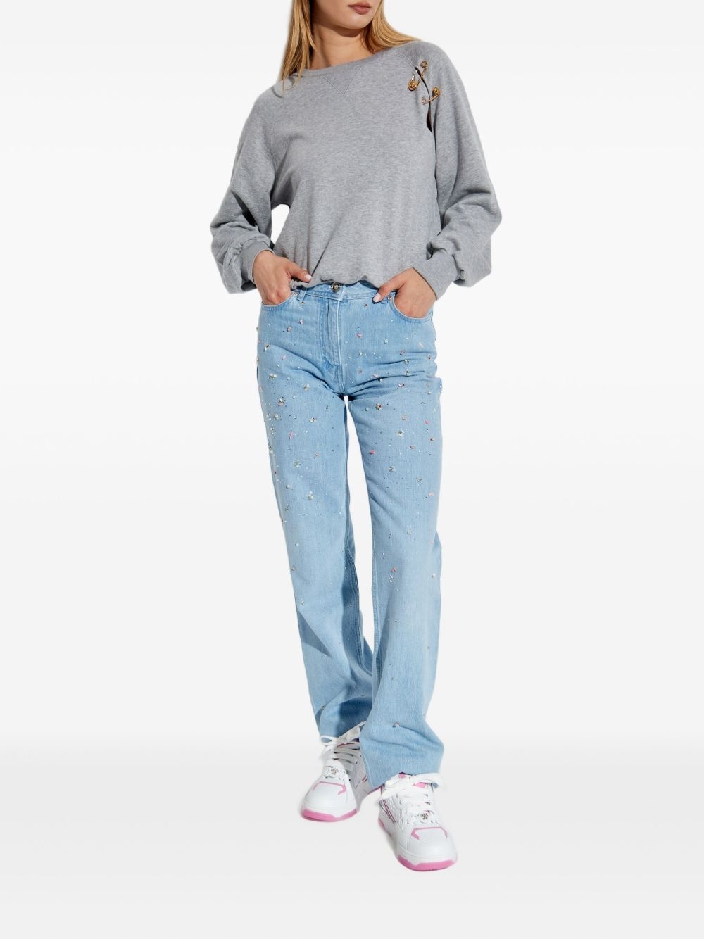 raglan-sleeve safety-pin sweatshirt - 2