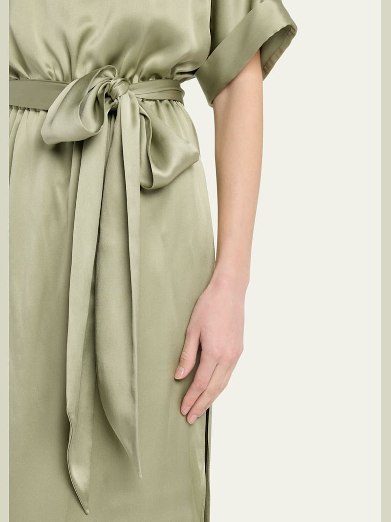 Loro Piana Caren Belted Silk Midi Dress outlook