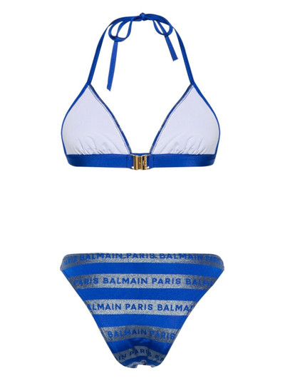Balmain logo-print triangle bikini set outlook