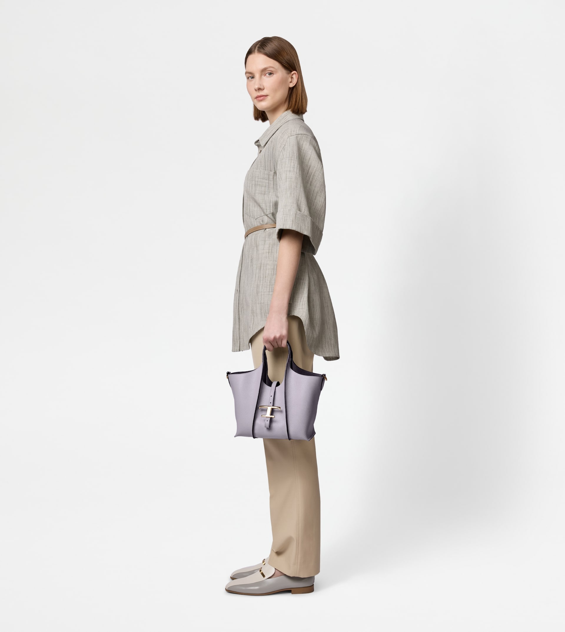 T TIMELESS SHOPPING BAG IN LEATHER MINI - VIOLET - 7