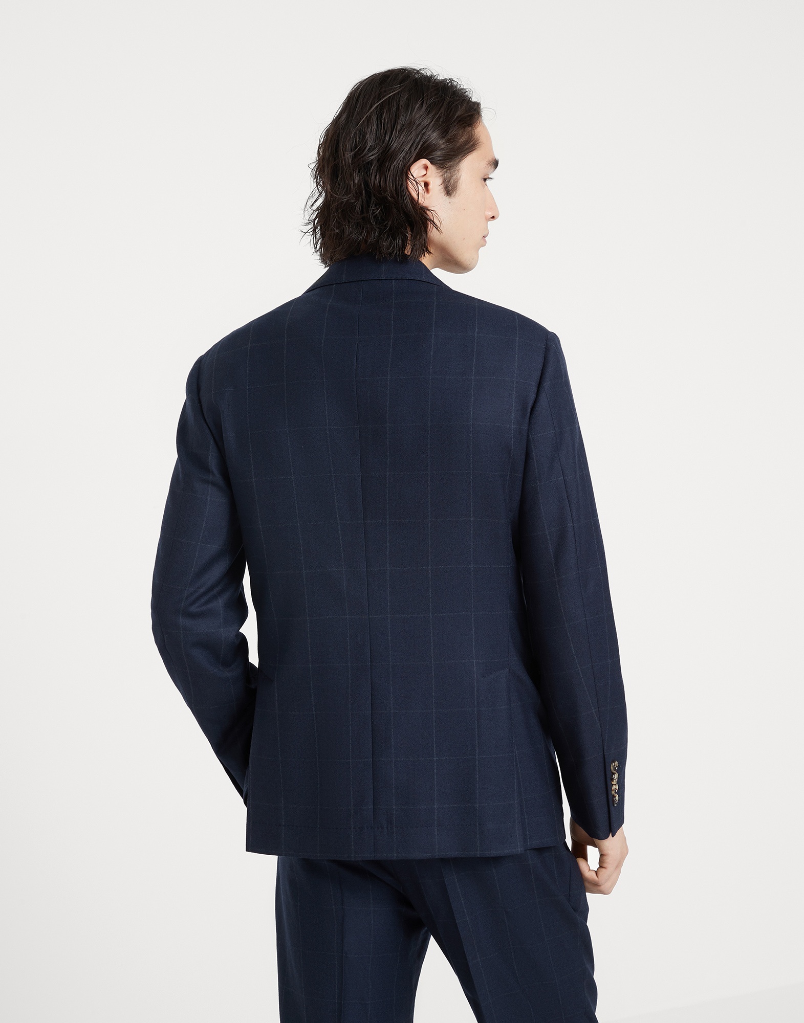 Wool and silk overcheck flannel blazer - 2