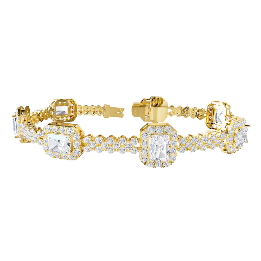 Diamond2Deal - Diamond2Deal 14k Yellow Gold 13 Carat Radiant Cut Lab Grown Diamond Fancy Link Bracelet 7" VVS-VS, E - 1