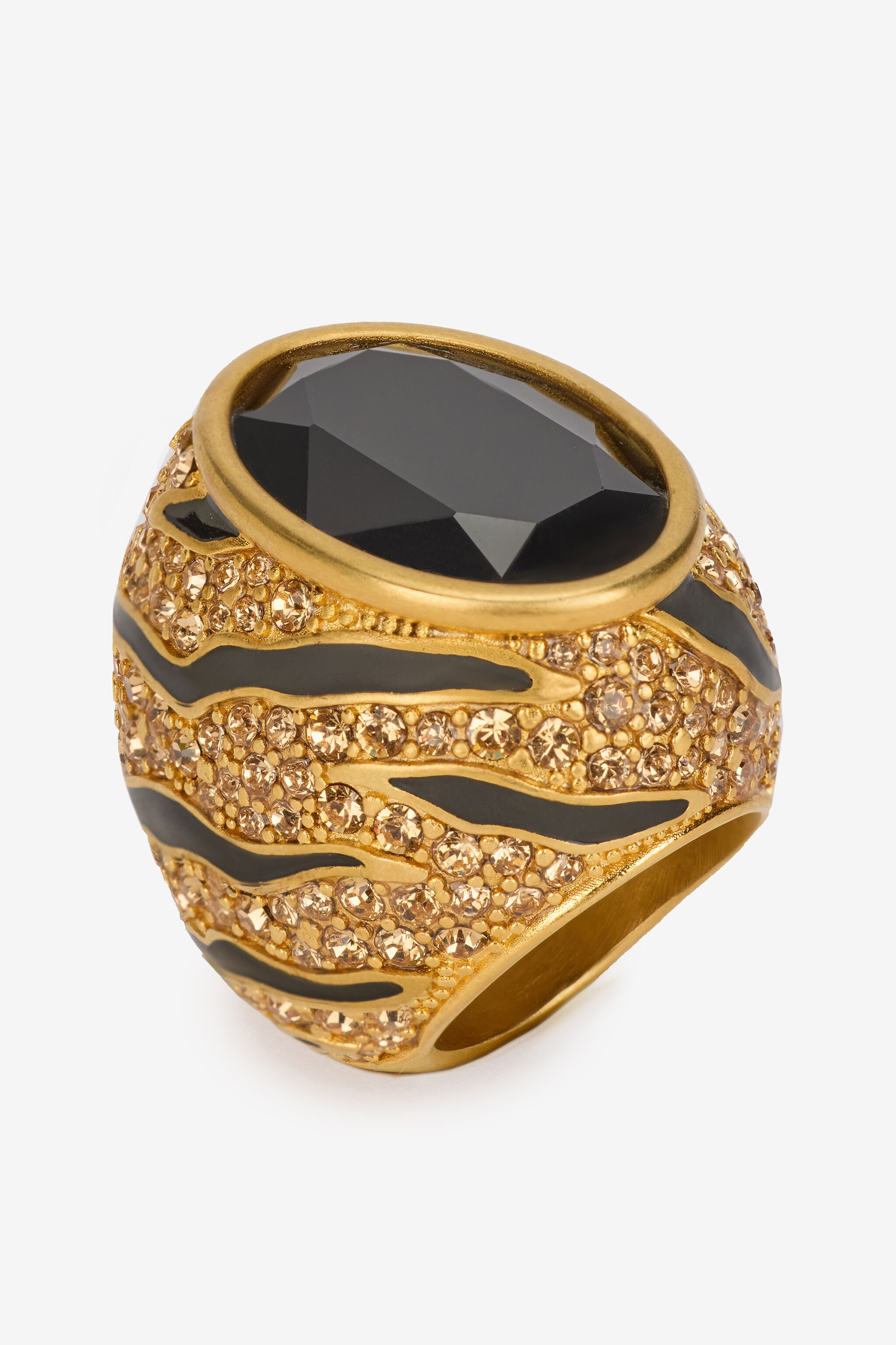 Cocktail Ring With Crystals And Tiger Skin Pattern - 3