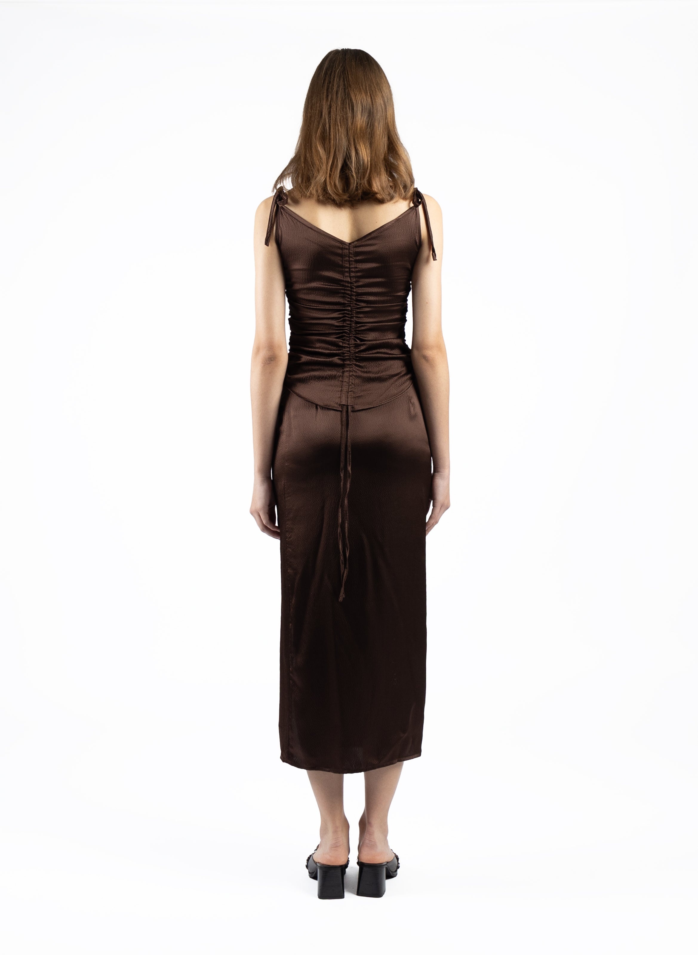 Silk Midi Skirt Brown - 5