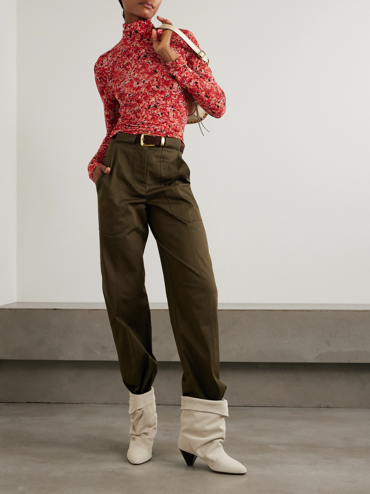 Joyela Printed Stretch-mesh Turtleneck Top - 2