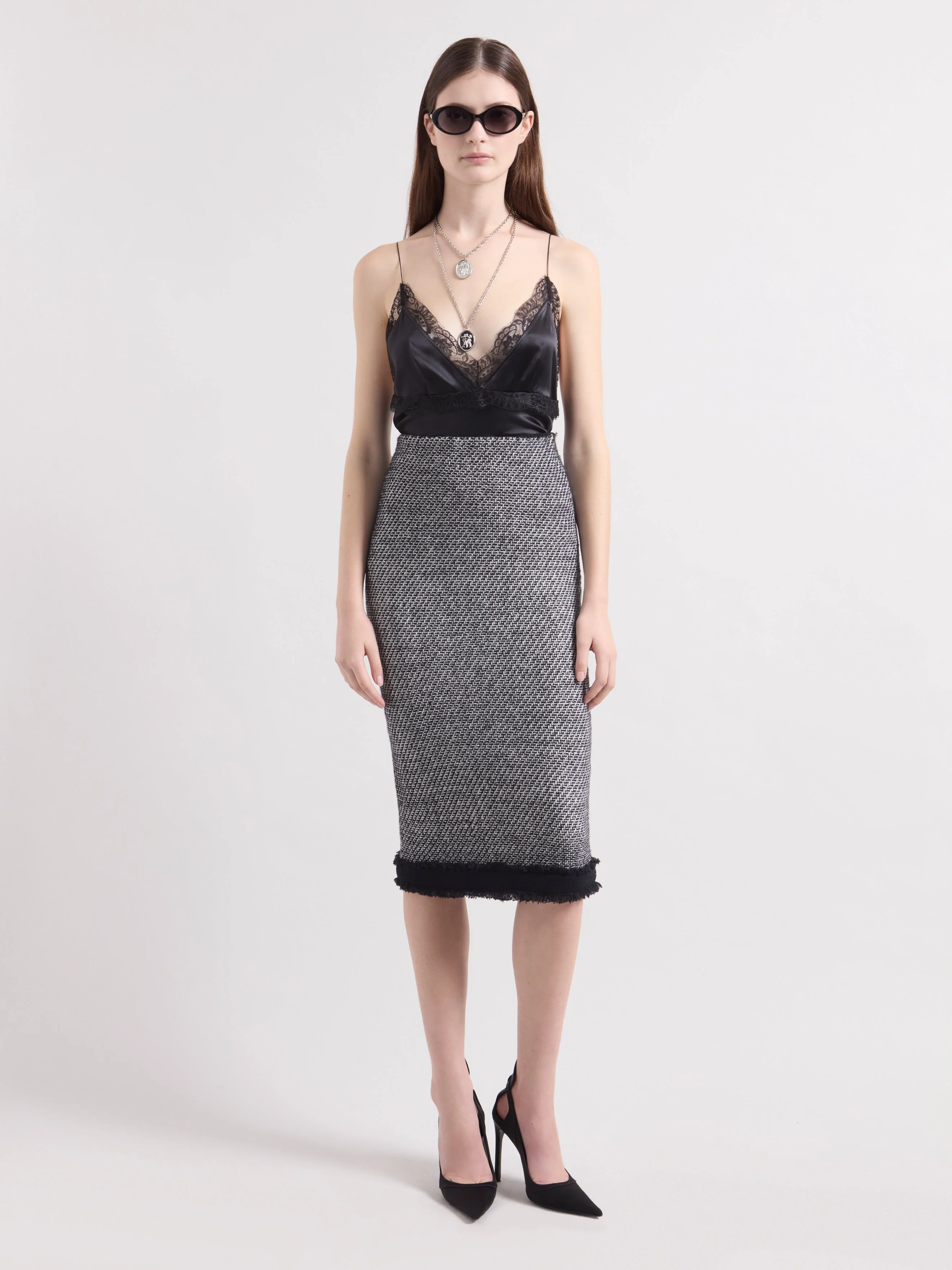 Tweed Midi Skirt - 1