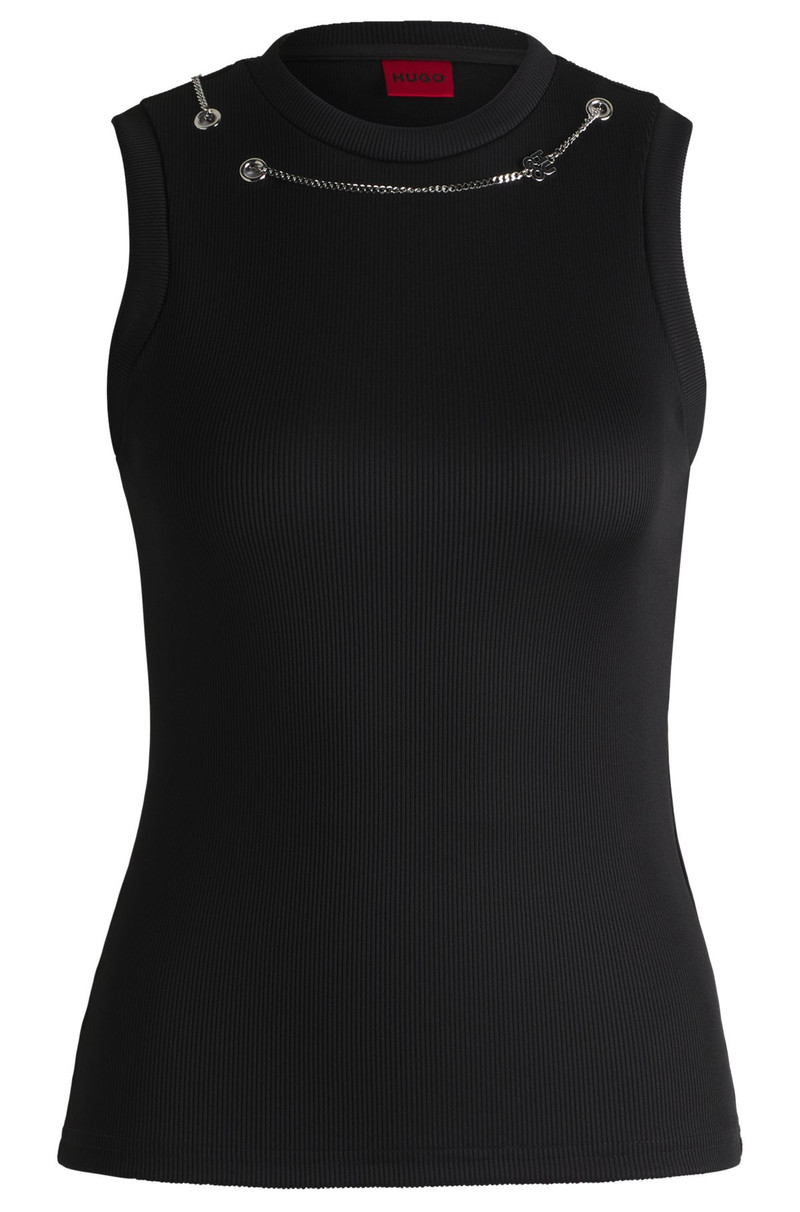 SLIM-FIT TANK TOP WITH DETACHABLE LOGO CHAIN - 1