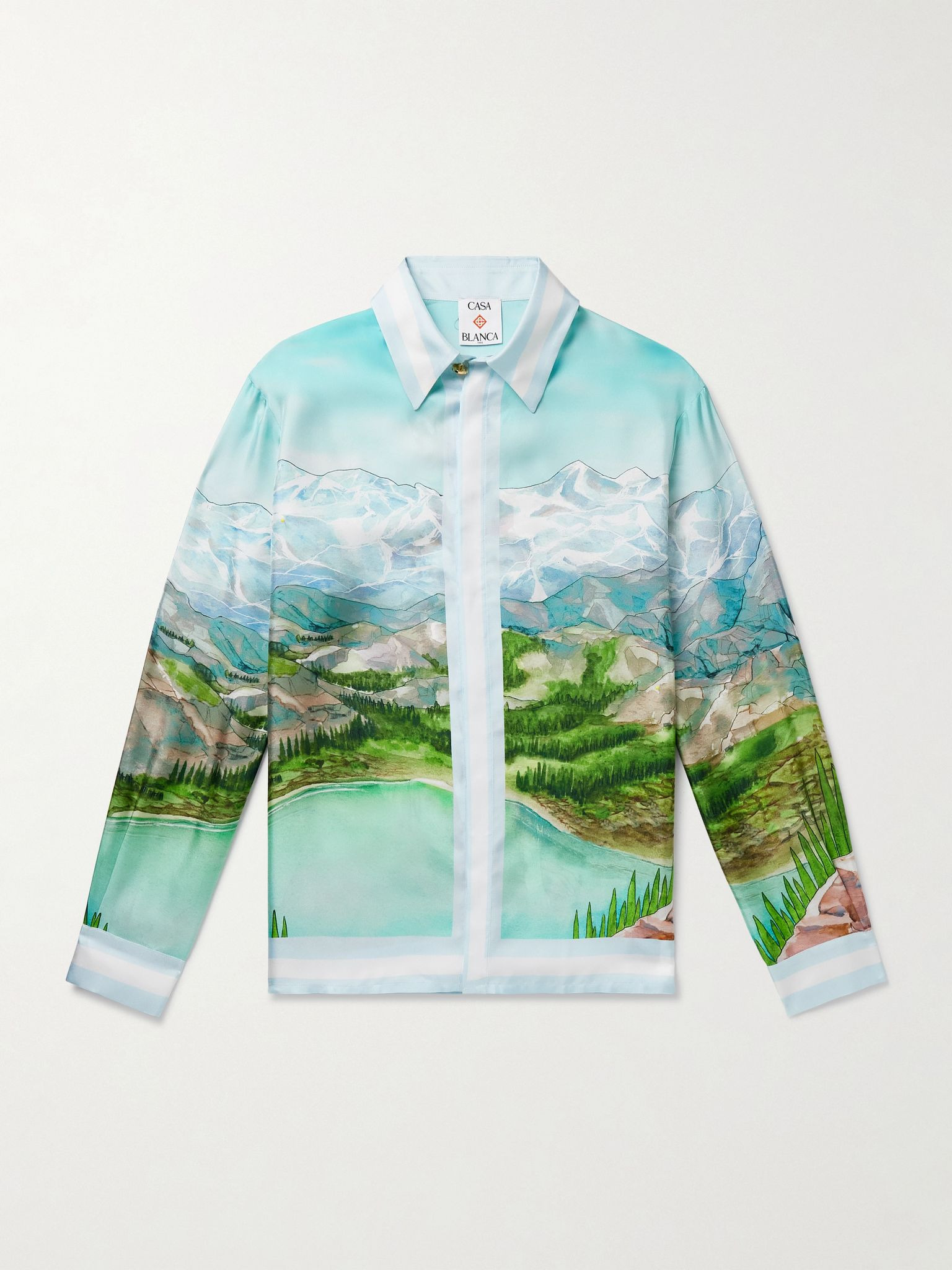 Dalmatian A La Montagne Printed Silk-Twill Shirt Blue - 1