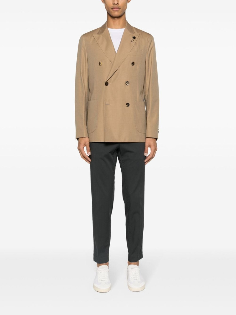 LARDINI brooch-detail double-breasted blazer outlook