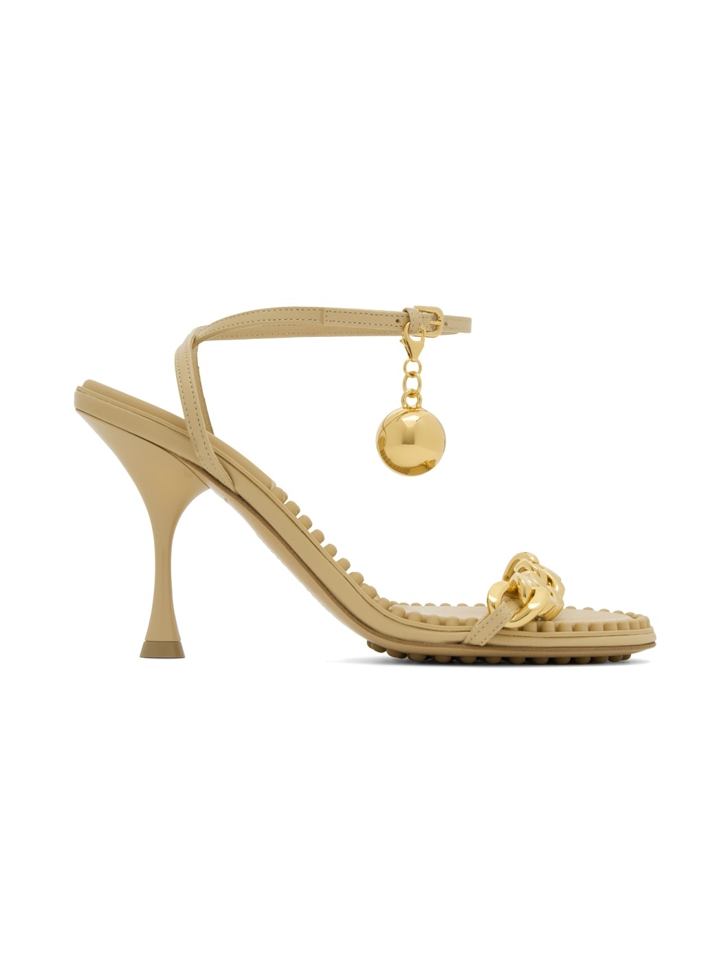 Beige Dot Heeled Sandals - 1