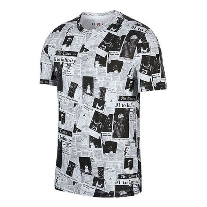 Air Jordan Rivals Full Print Sports Round Neck Short Sleeve Gray CD5849-100 - 1