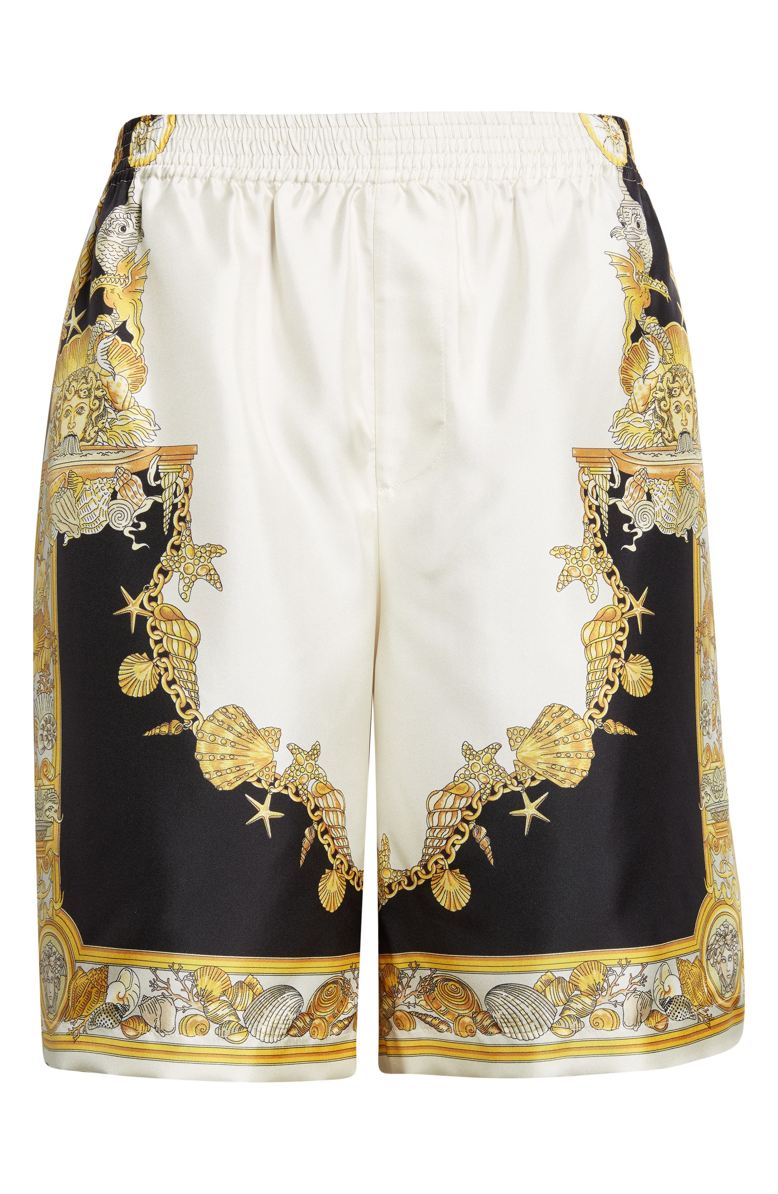 Versace Coral Theatre Silk Shorts in Ivory Black Gold at Nordstrom - 5