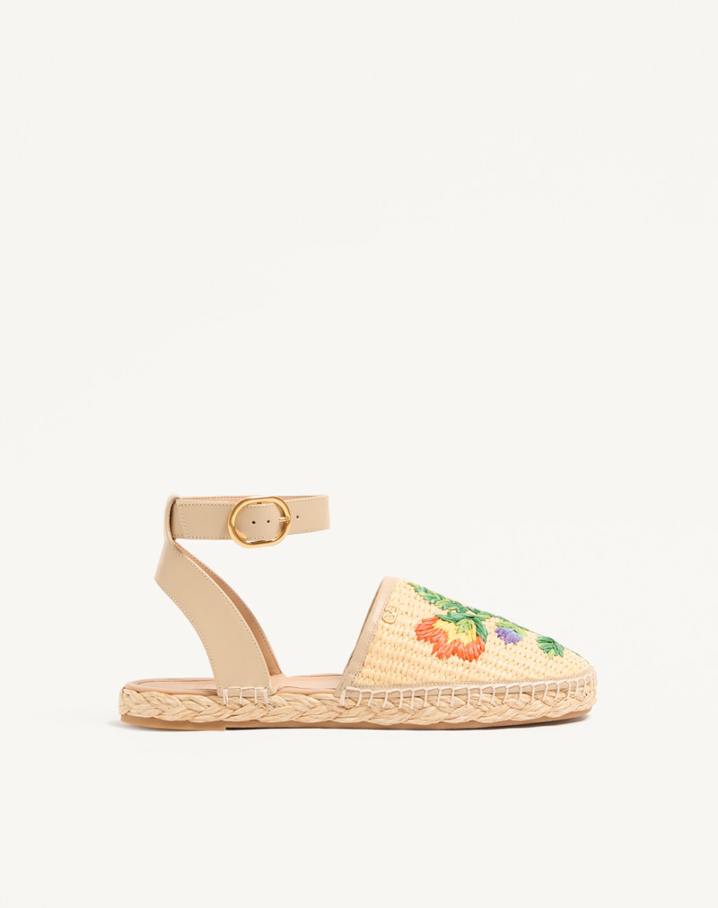 BRIBRI RAFFIA SANDAL WITH FLORAL EMBROIDERY 1