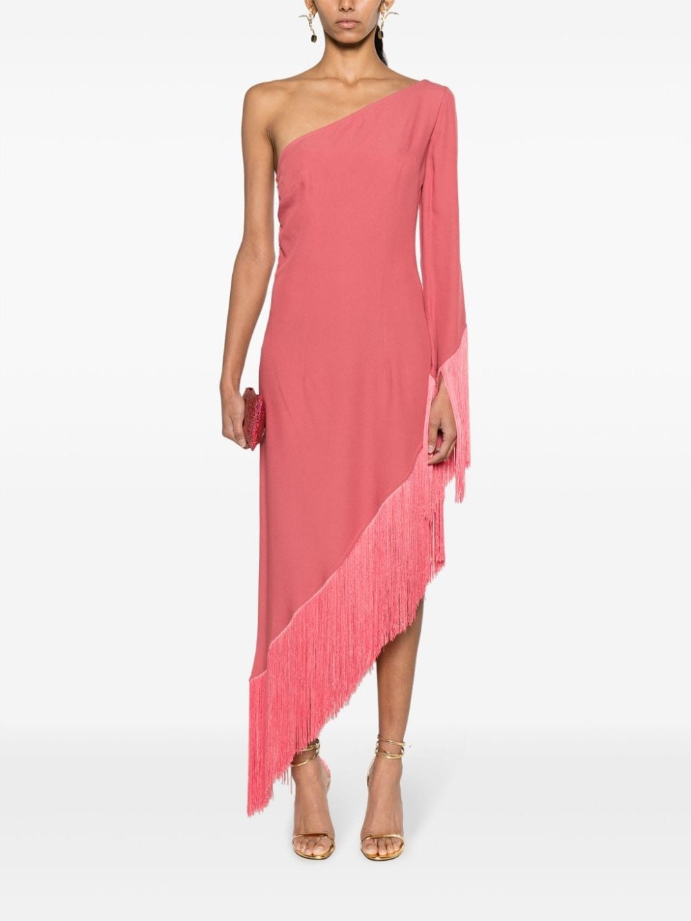 asymmetric fringed midi dress - 2