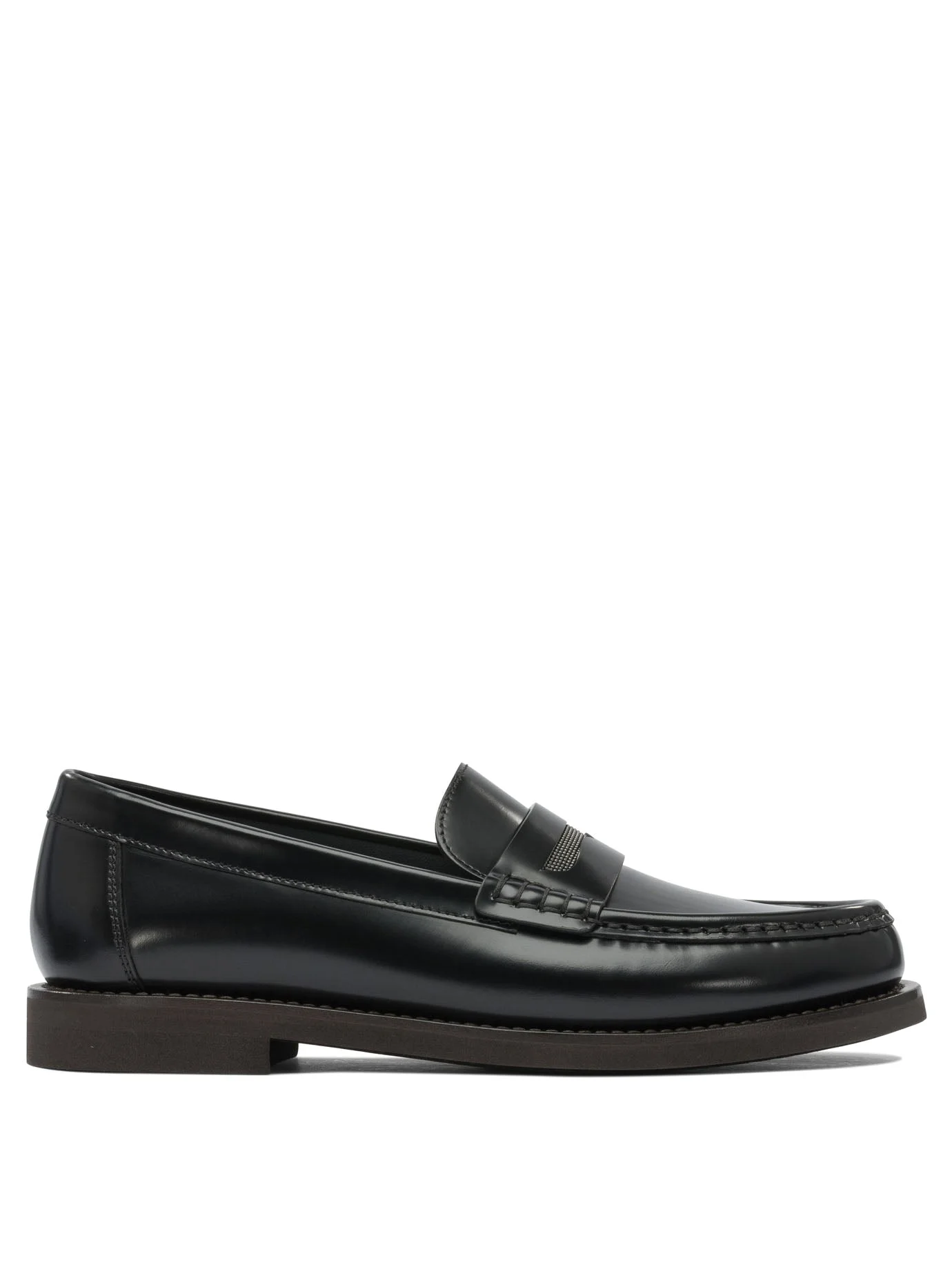 Brunello Cucinelli Leather Loafers With Jewel Detailing - 1