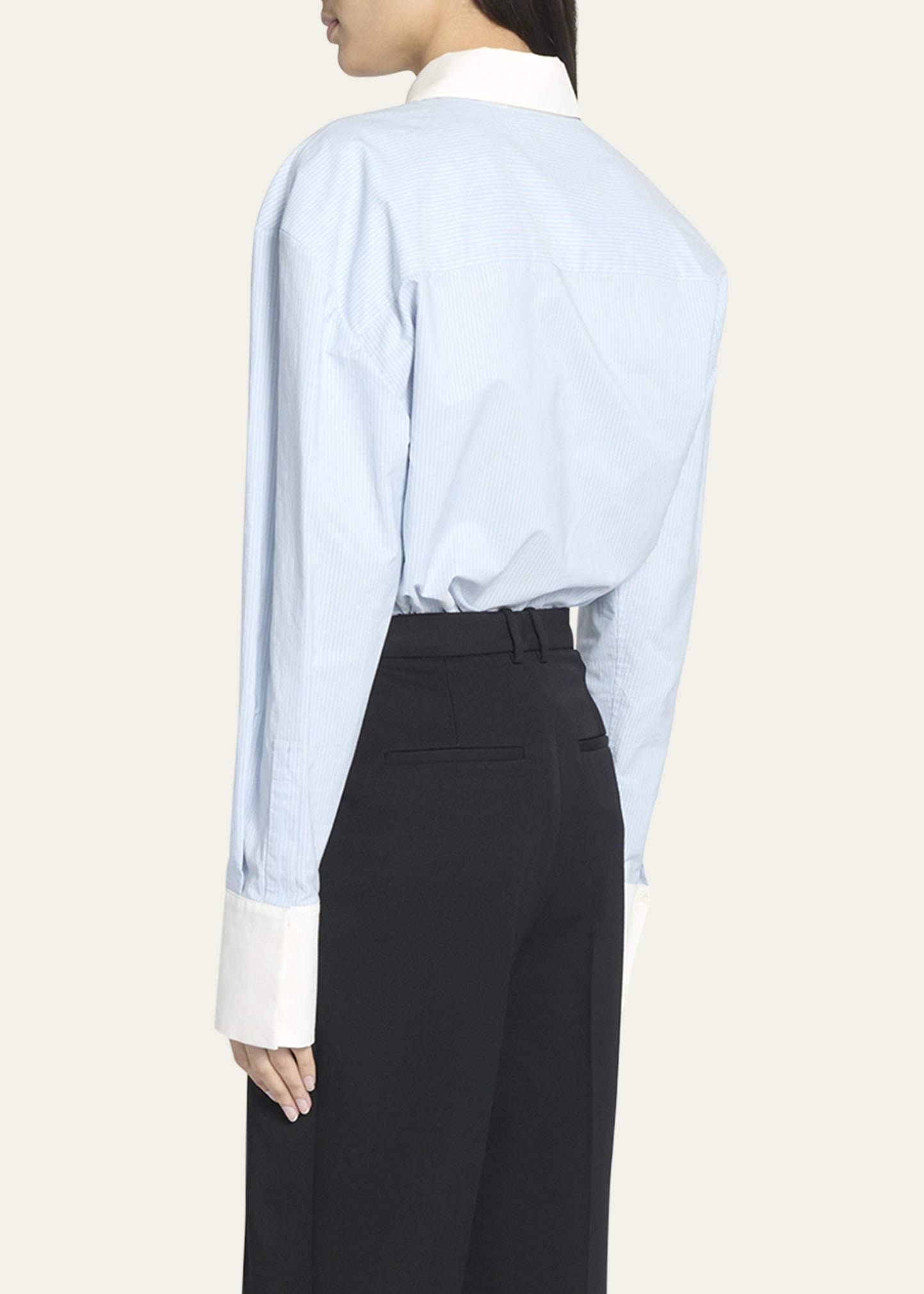 Striped Button-Front Blouse - 3