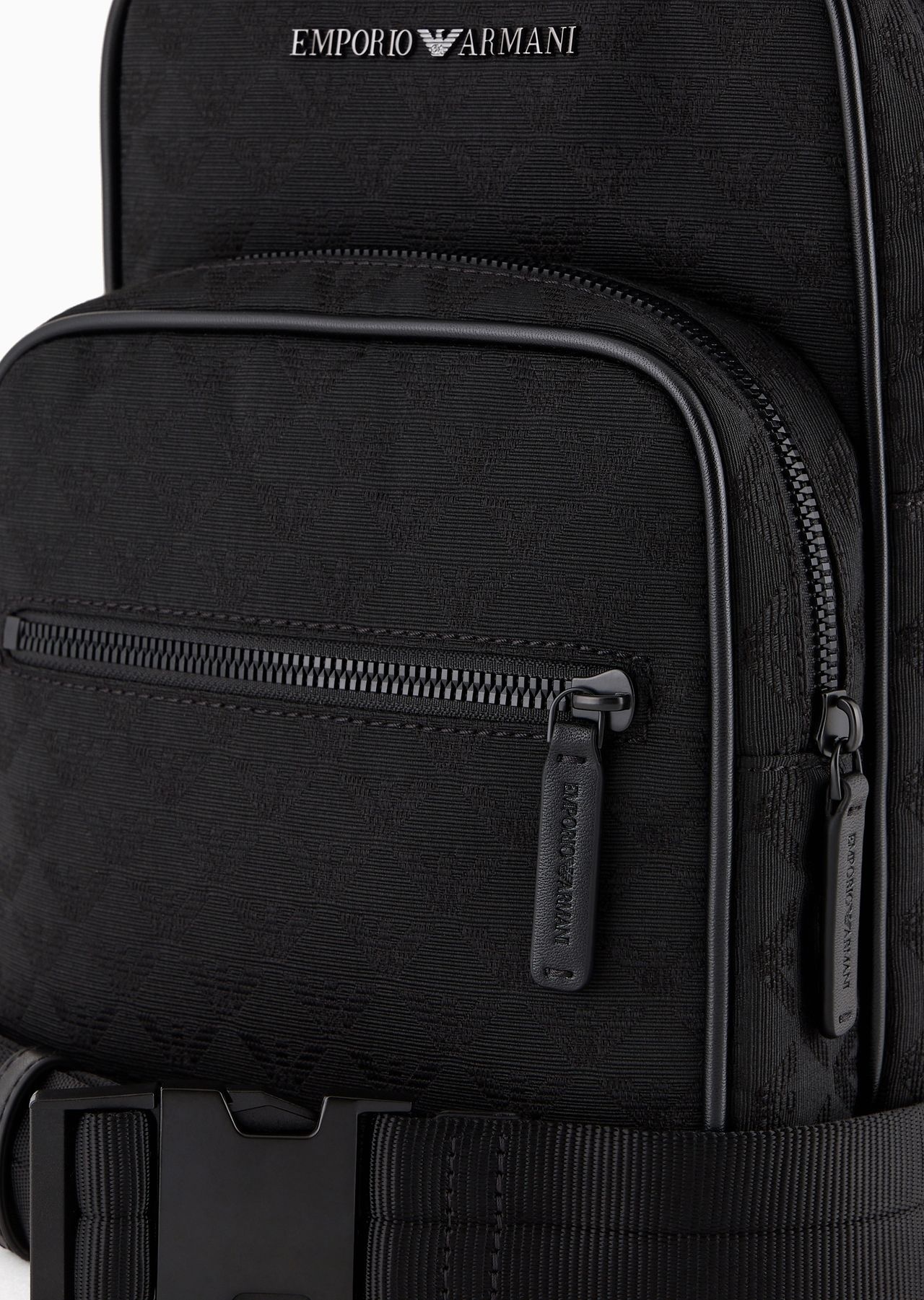 Nylon one-shoulder backpack with all-over jacquard eagle - 5
