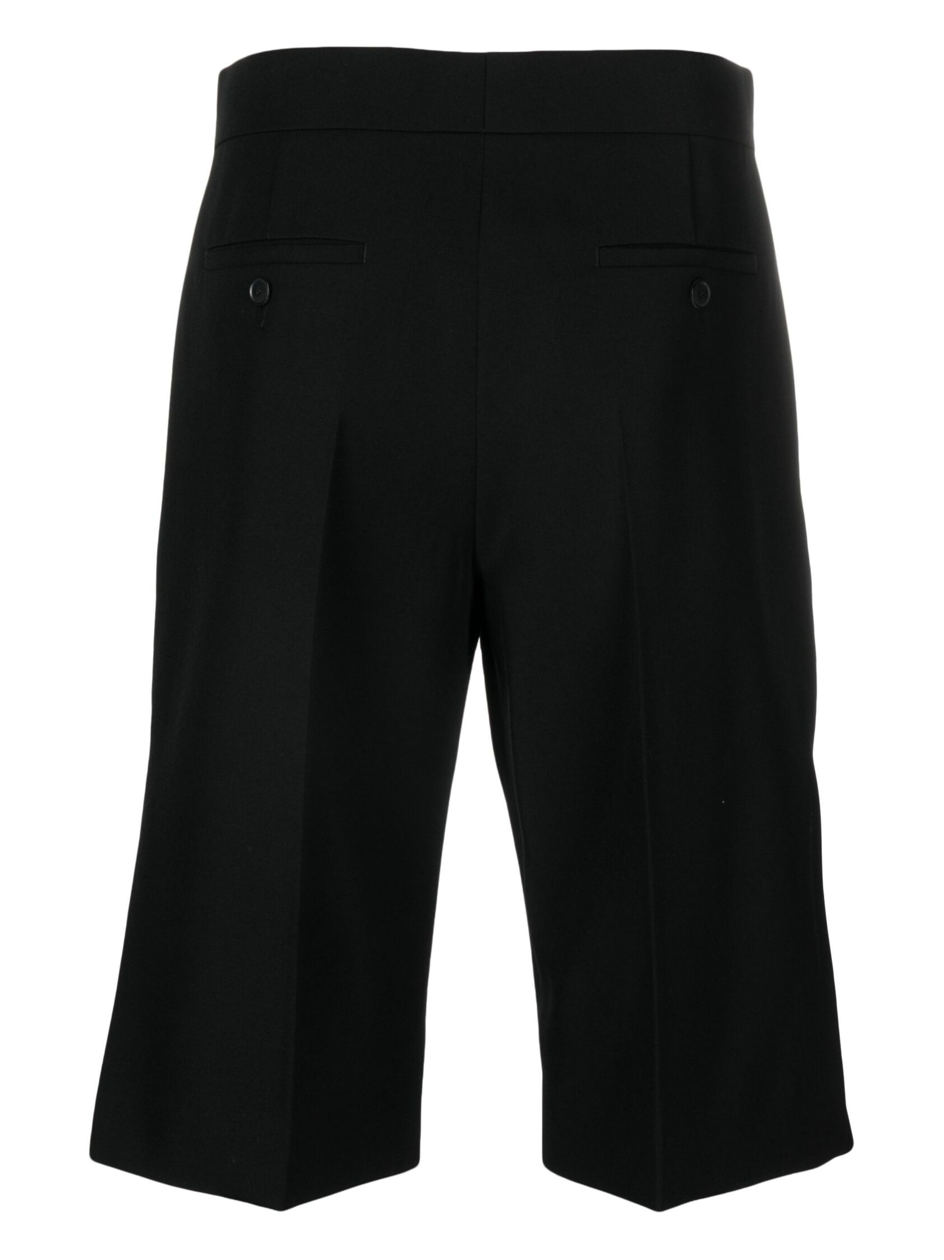 Black Tailored Wool Shorts - 2
