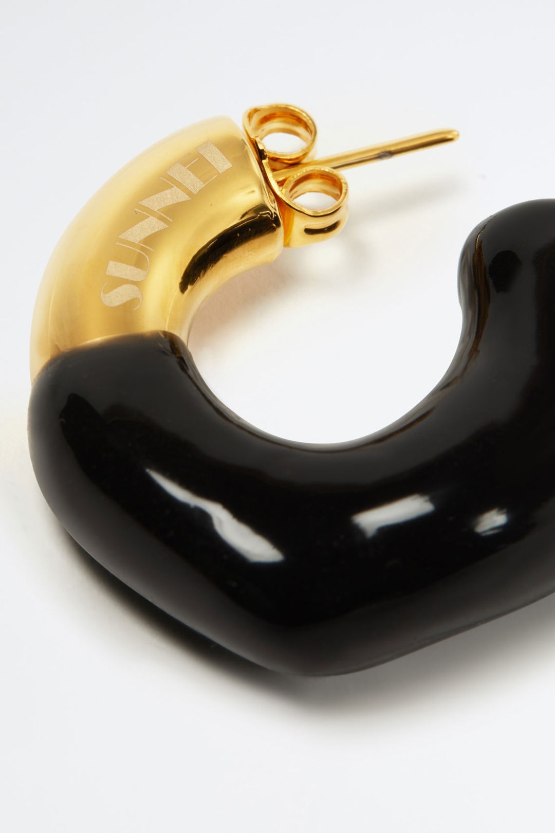 SMALL RUBBERIZED EARRINGS GOLD / black - 2