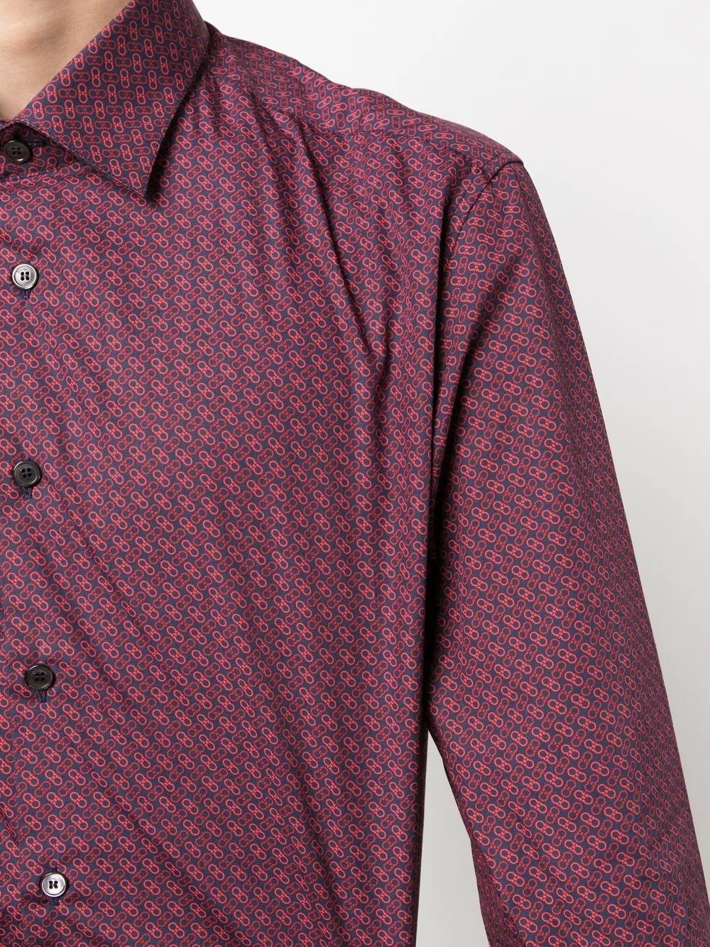 Gancini-print long-sleeved shirt - 5