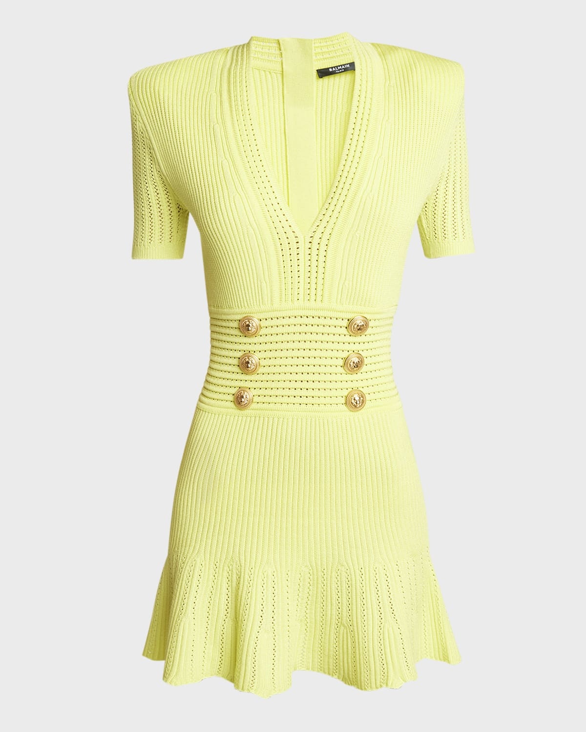 Knit Mini Dress with Button Details - 1