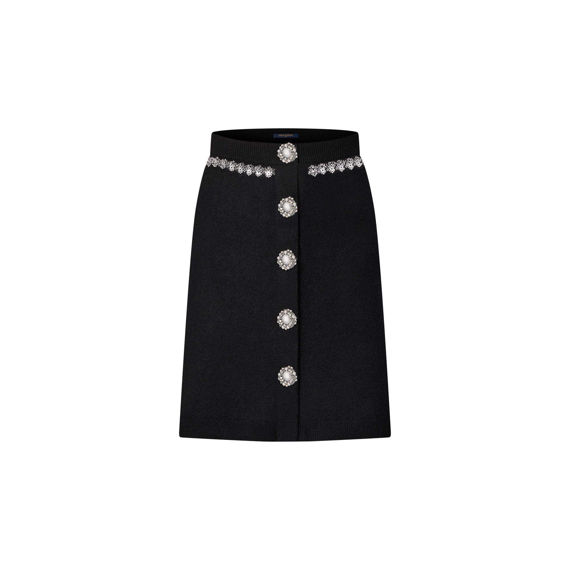 Jewel Button Knit Skirt - 1