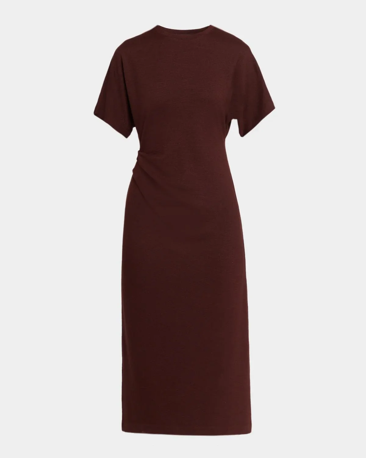 Short-Sleeve Ruched Jersey Midi Dress - 1