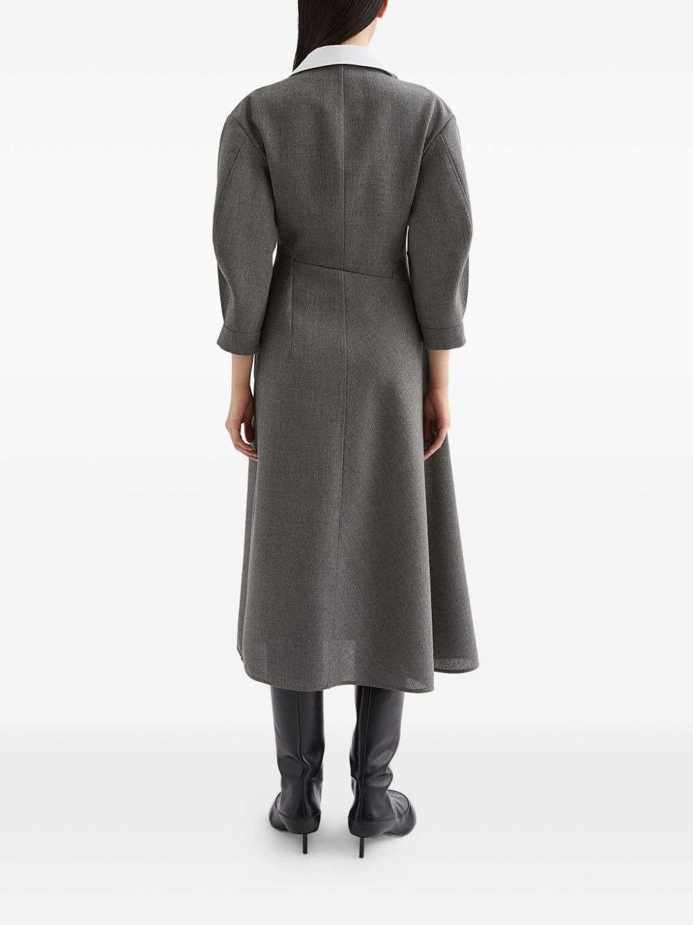 contrasting-collar midi dress - 4