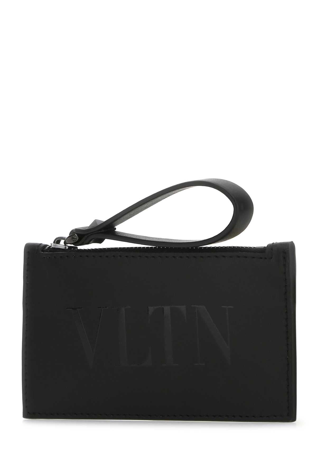 Valentino Garavani Men Black Leather Card Holder - 2