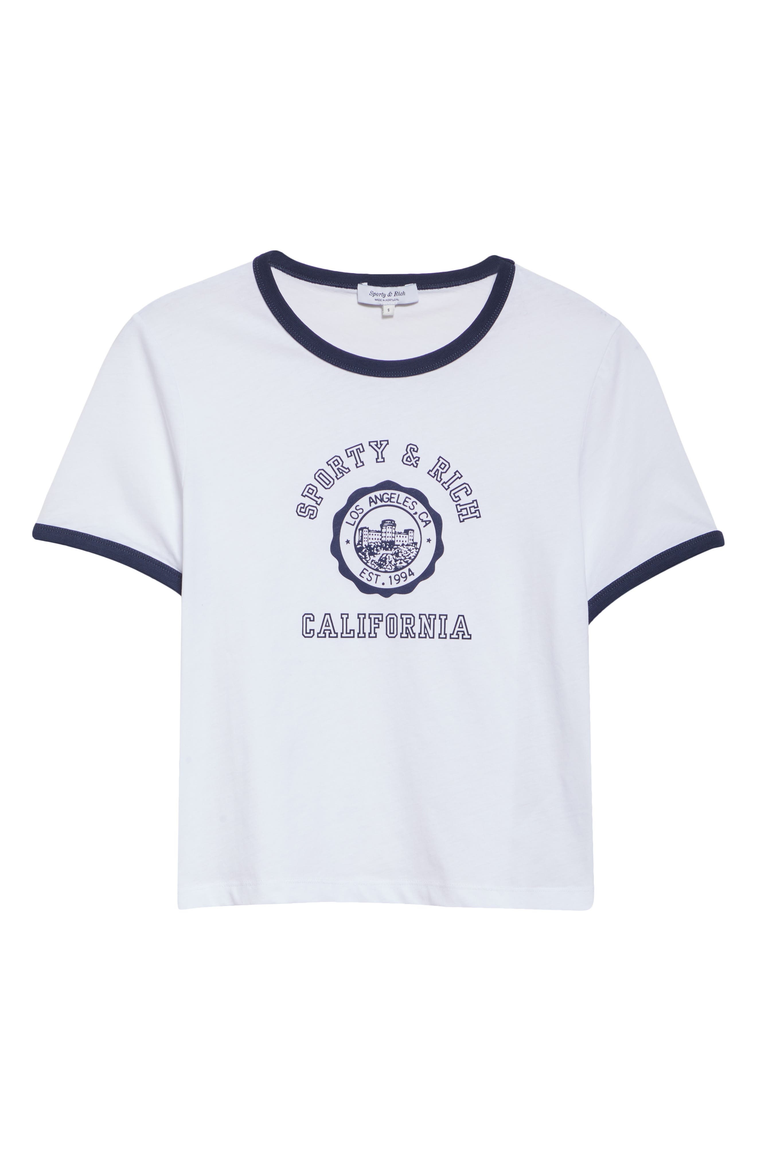 Sporty & Rich California Emblem Graphic Ringer T-Shirt in Open White at Nordstrom - 5