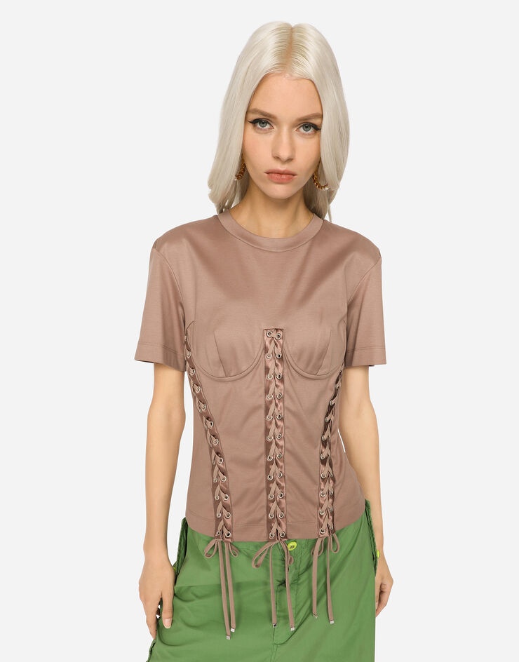 Corset T-shirt with laces and eyelets - 3