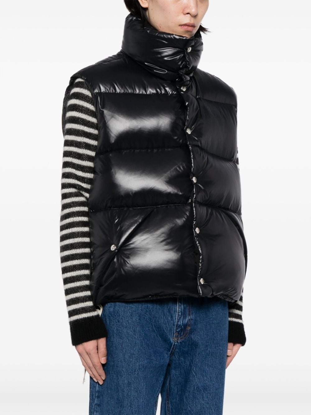 logo-tape shiny puffer gilet - 3