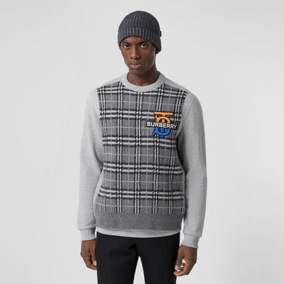 Burberry Monogram Motif Check Cashmere Panel Sweatshirt outlook