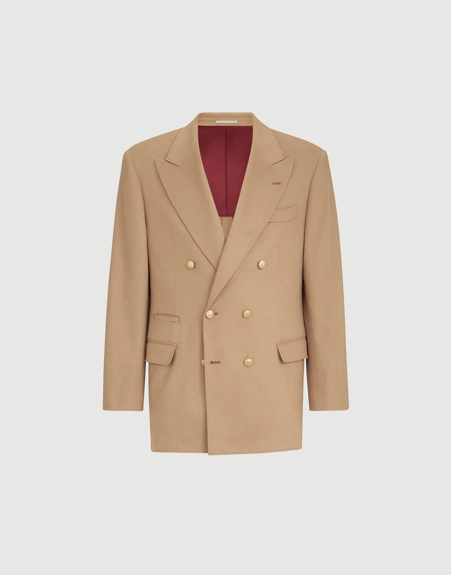 Camel flannel one-and-a-half breasted Tailor blazer with metal buttons - 1