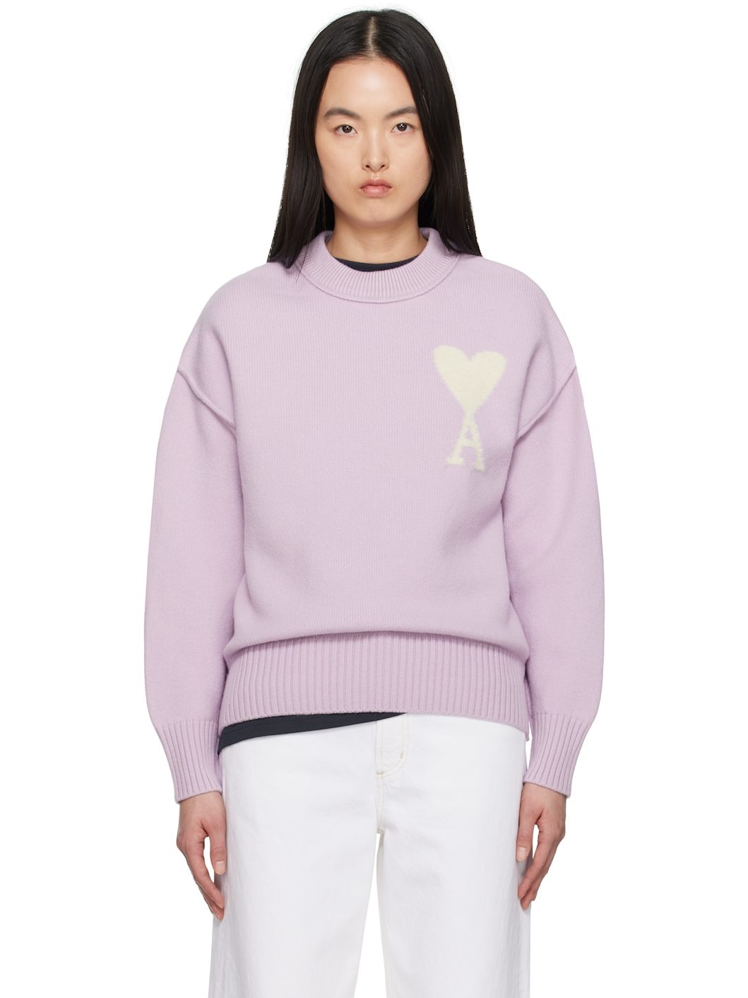 Purple Wool Ami de Coeur Sweater - 1