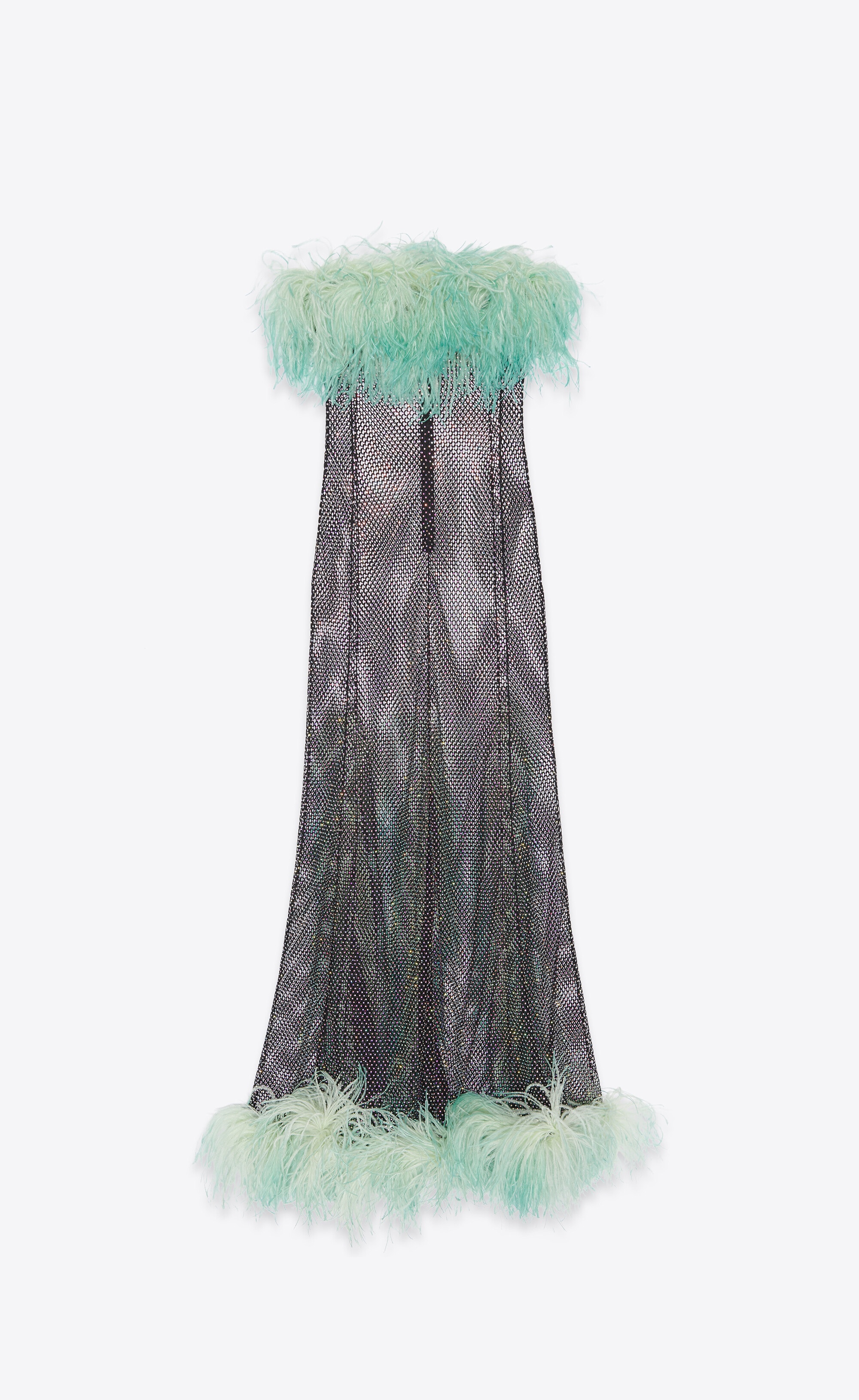 long dress in mesh and feathers - 3