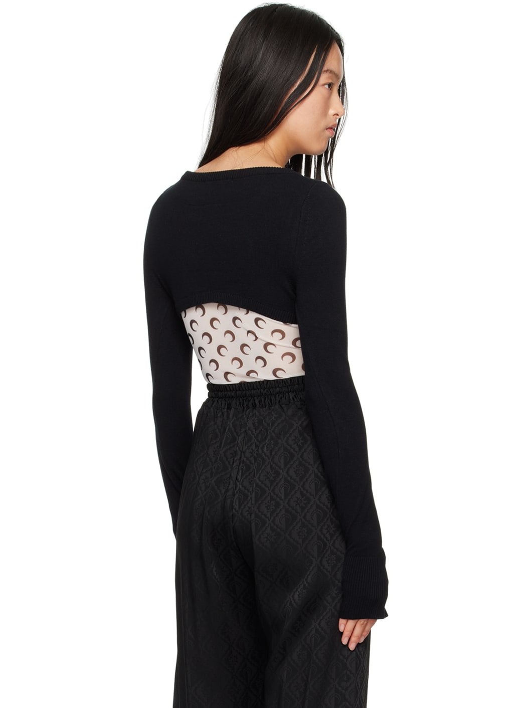 Black Mono Logo Cropped Sweater - 3