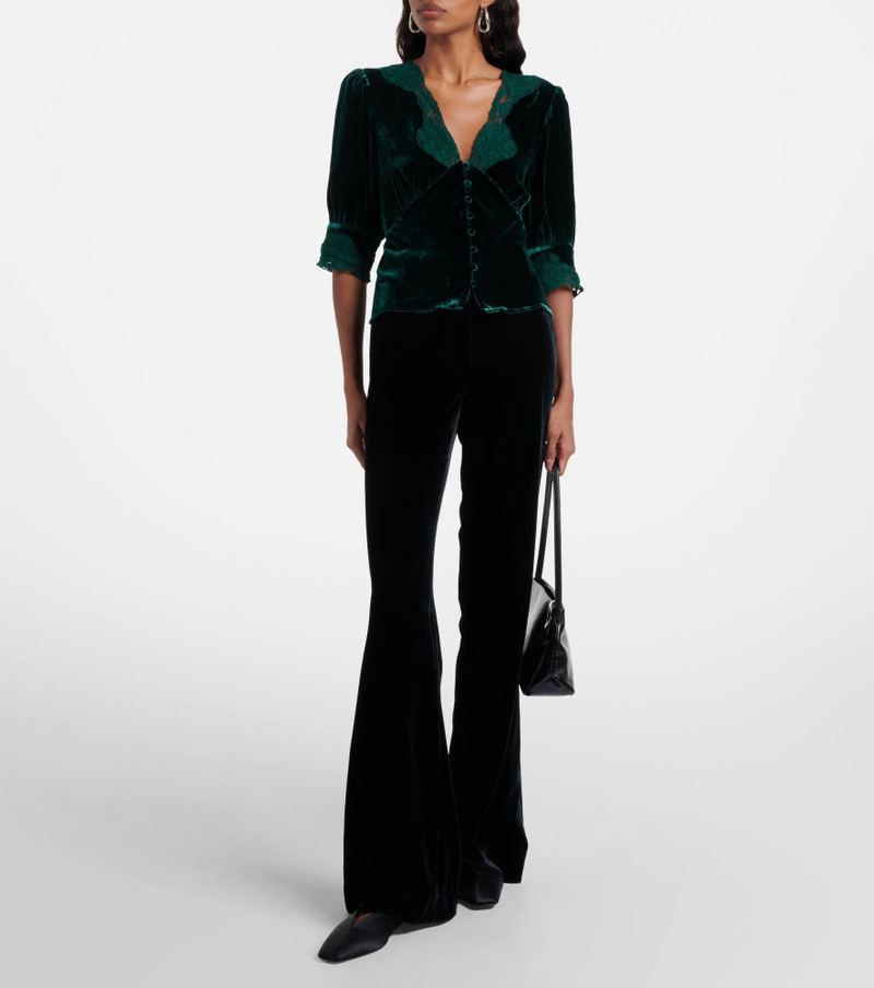 RIXO Amanda lace-trimmed velvet top outlook