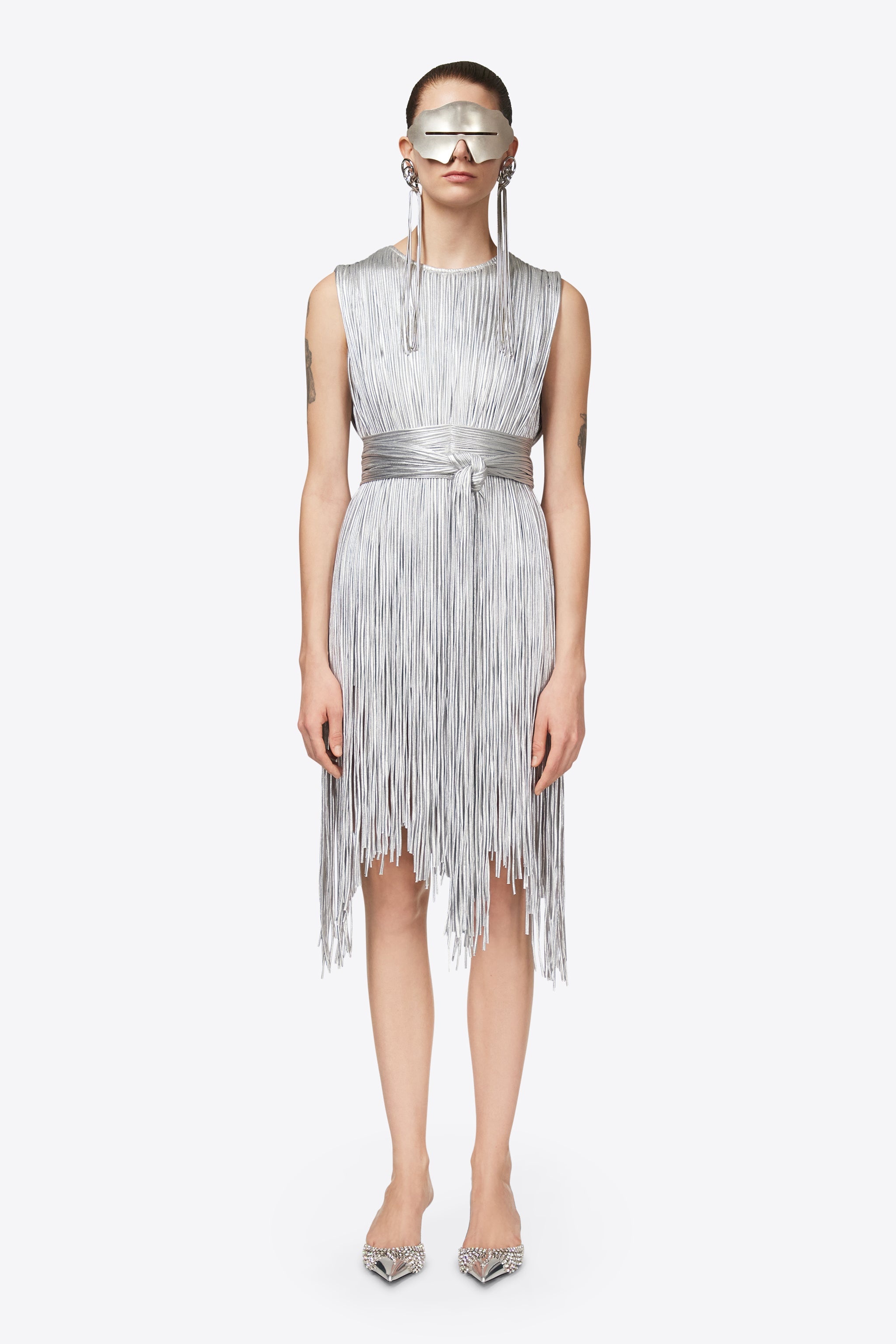 METALLIC FRINGE MINI DRESS - 3
