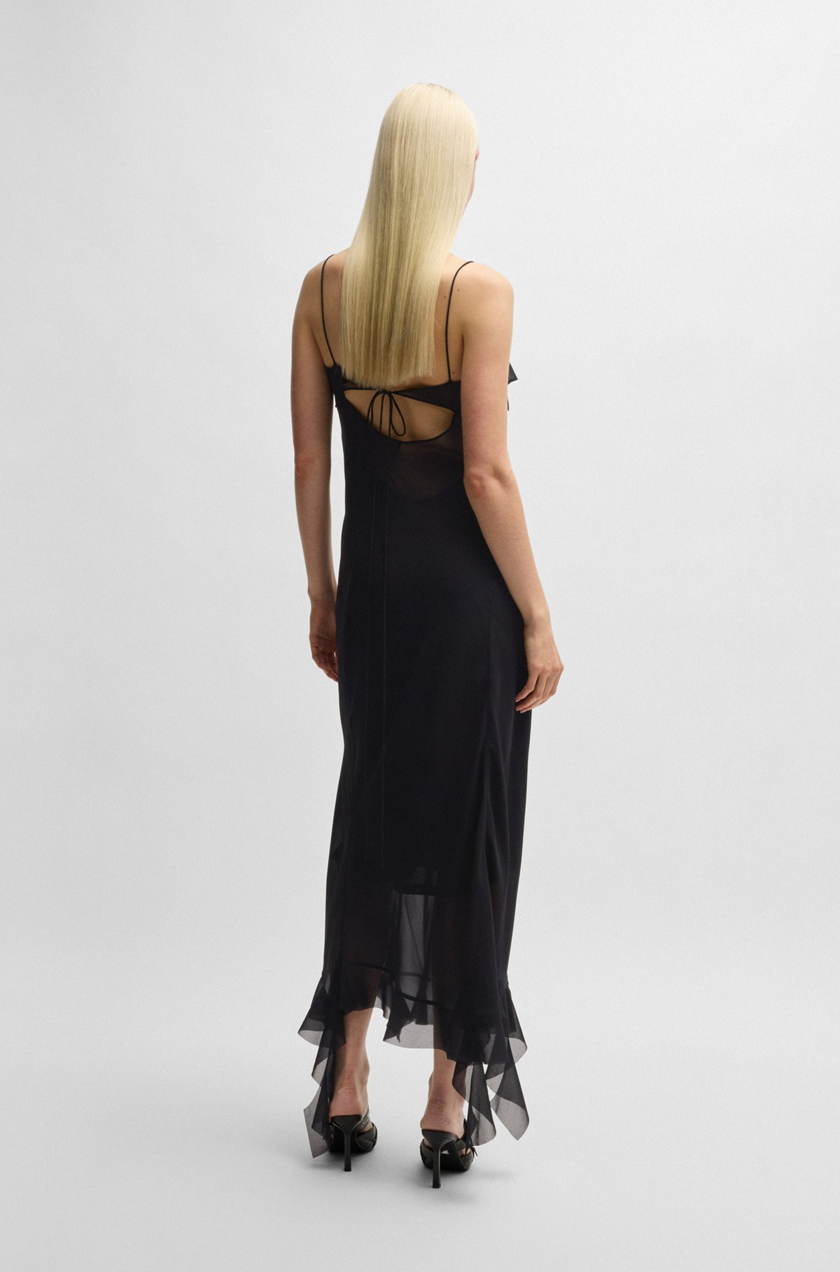 COWL-NECK REGULAR-FIT DRESS WITH RUFFLE TRIM - 4