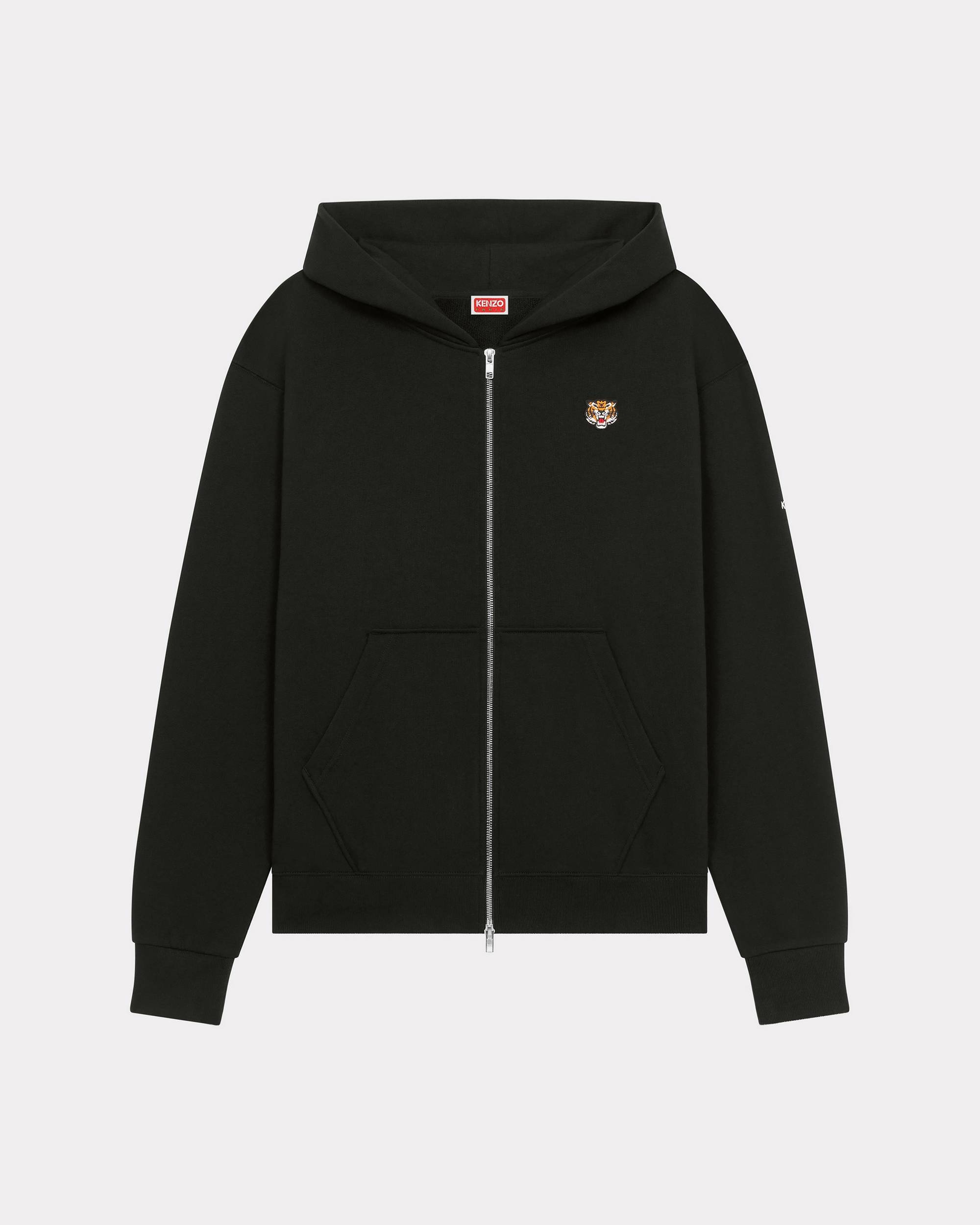 'Lucky Tiger Crest' embroidered zip-up hoodie - 1