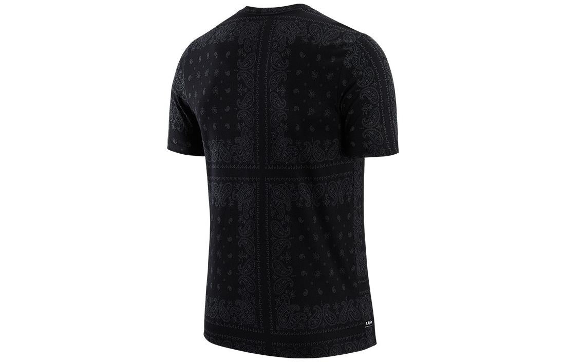 Men's Nike Logo Cashew Printing Sports Round Neck Pullover Short Sleeve Black T-Shirt DR7659-010 - 2