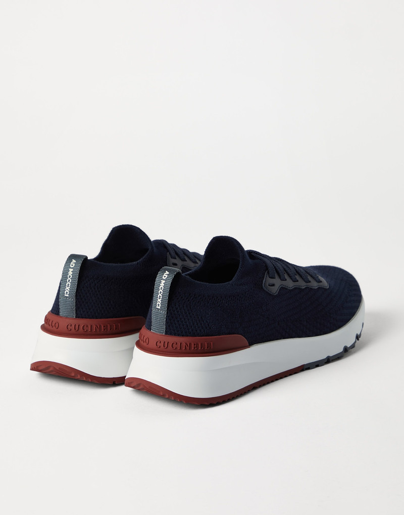 Brunello Cucinelli Cotton knit and semi-polished calfskin runners outlook