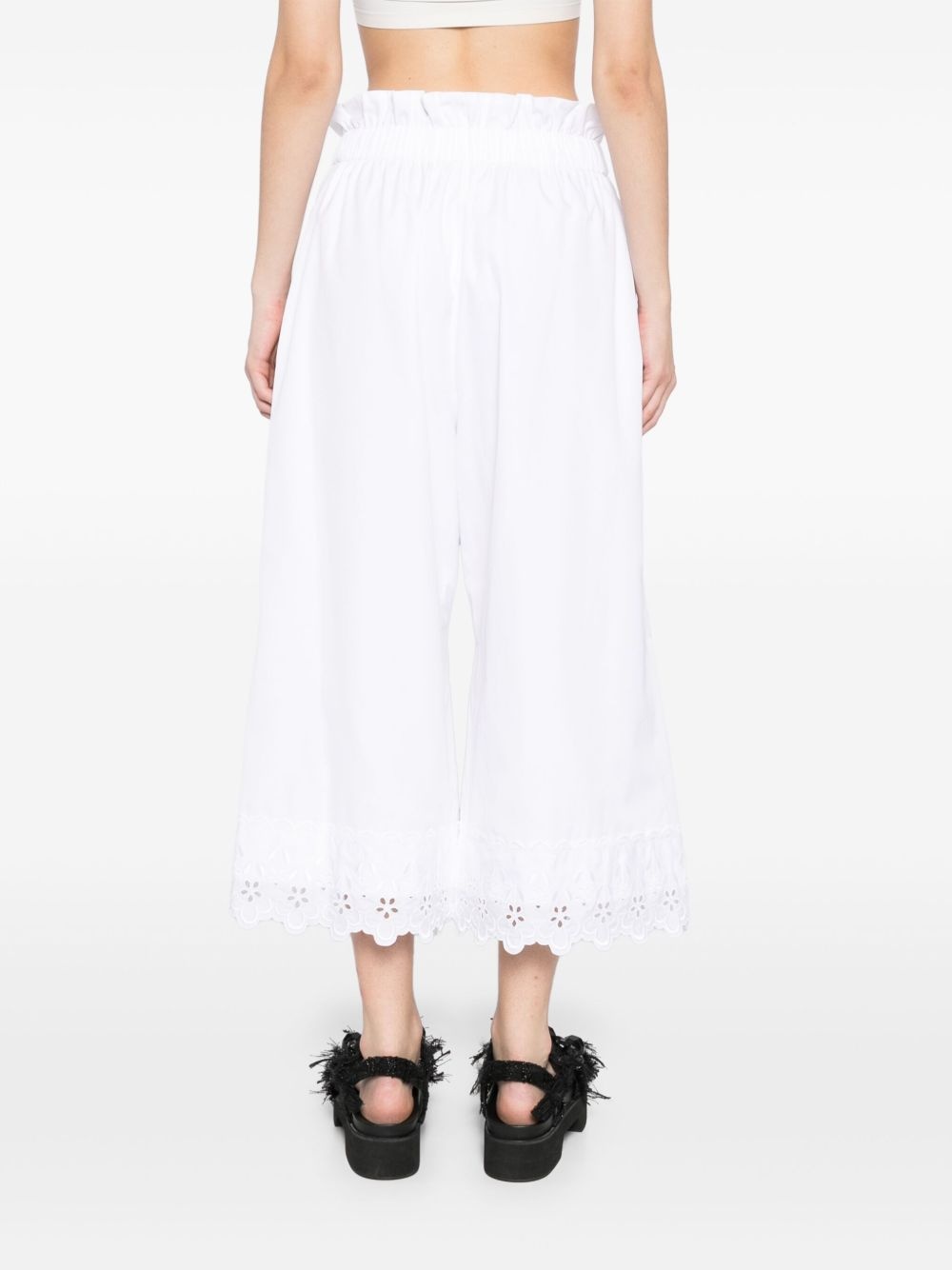 ruffle-waisted cropped trousers - 4
