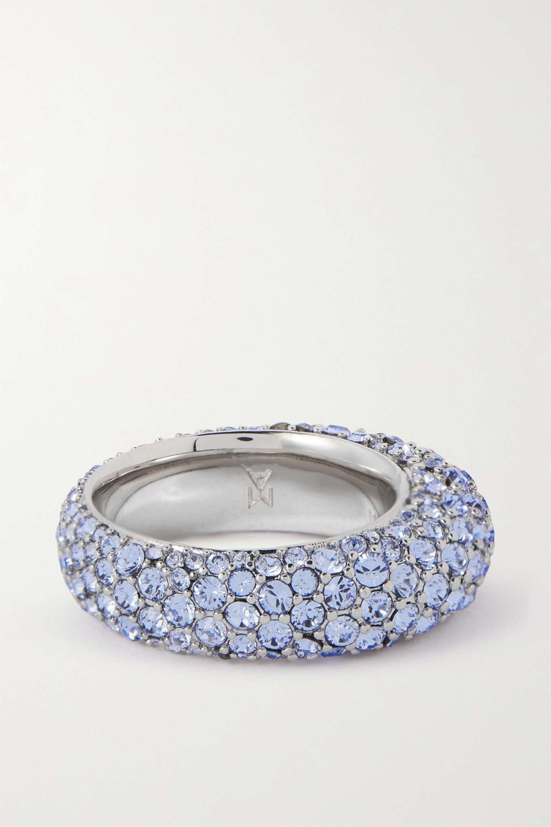 Amina Muaddi Cameron silver-tone crystal ring outlook