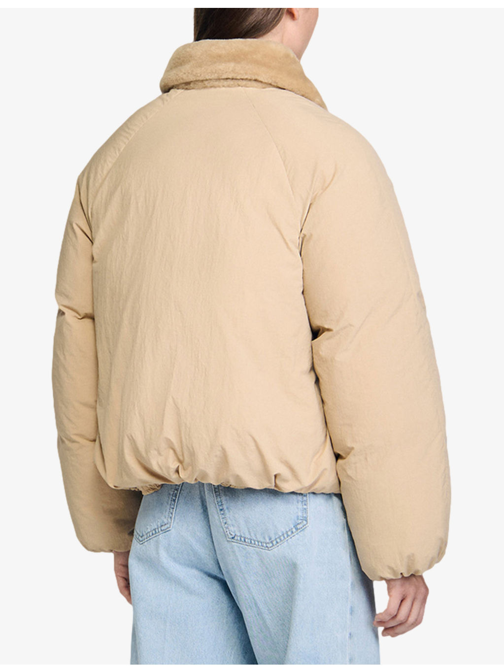 Shearling-Collar Relaxed-Fit Woven Puffer Jacket - 4