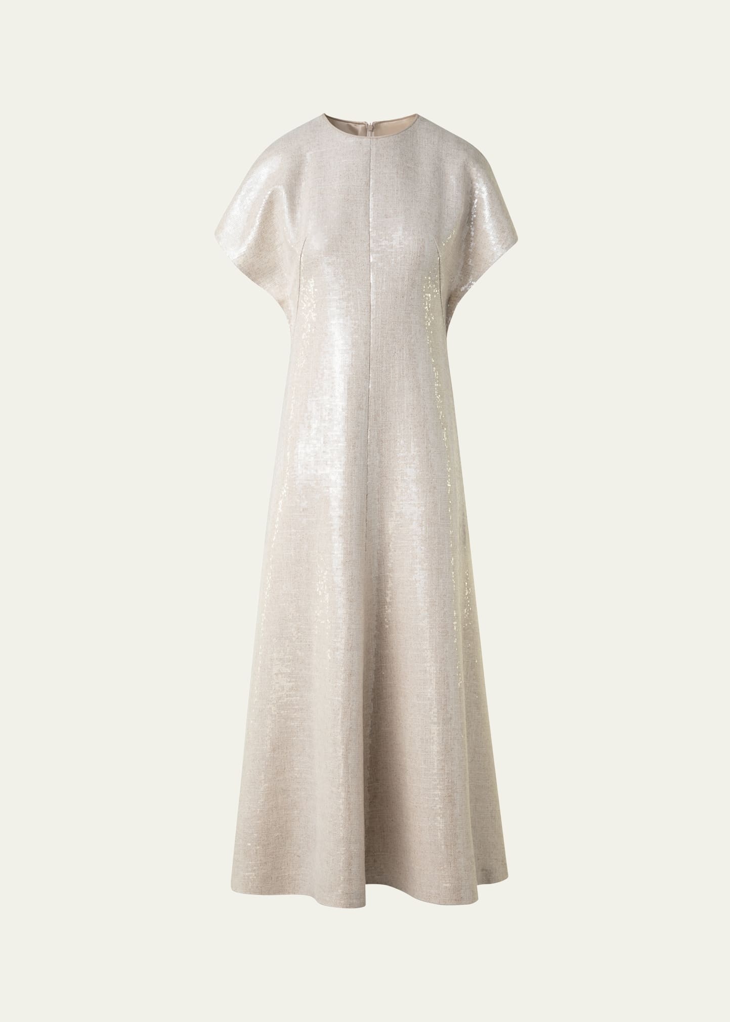 Sequined Viscose-Linen A-Line Midi Dress - 1