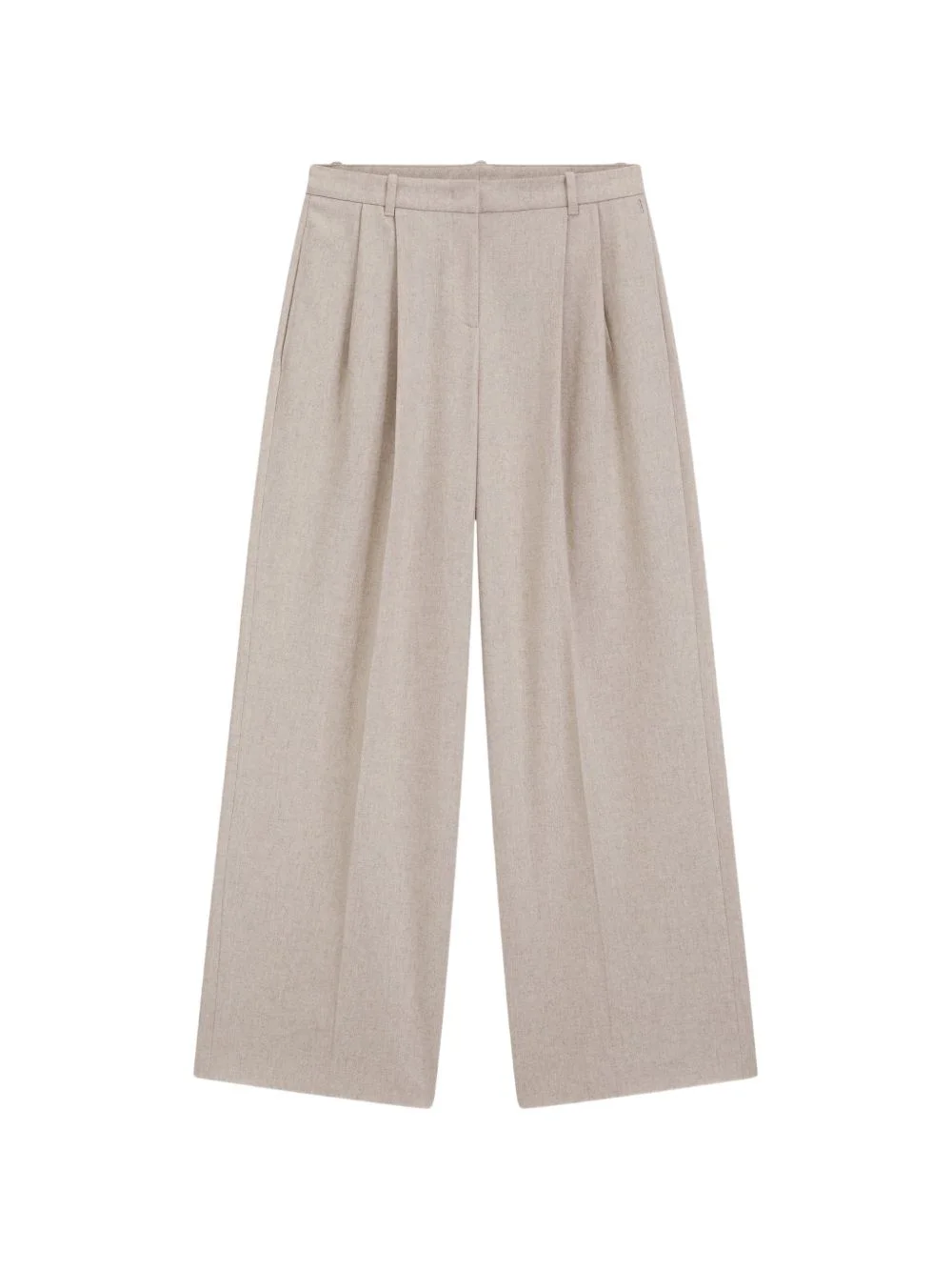 wide-leg trousers in melange flannel with front pleats - 1