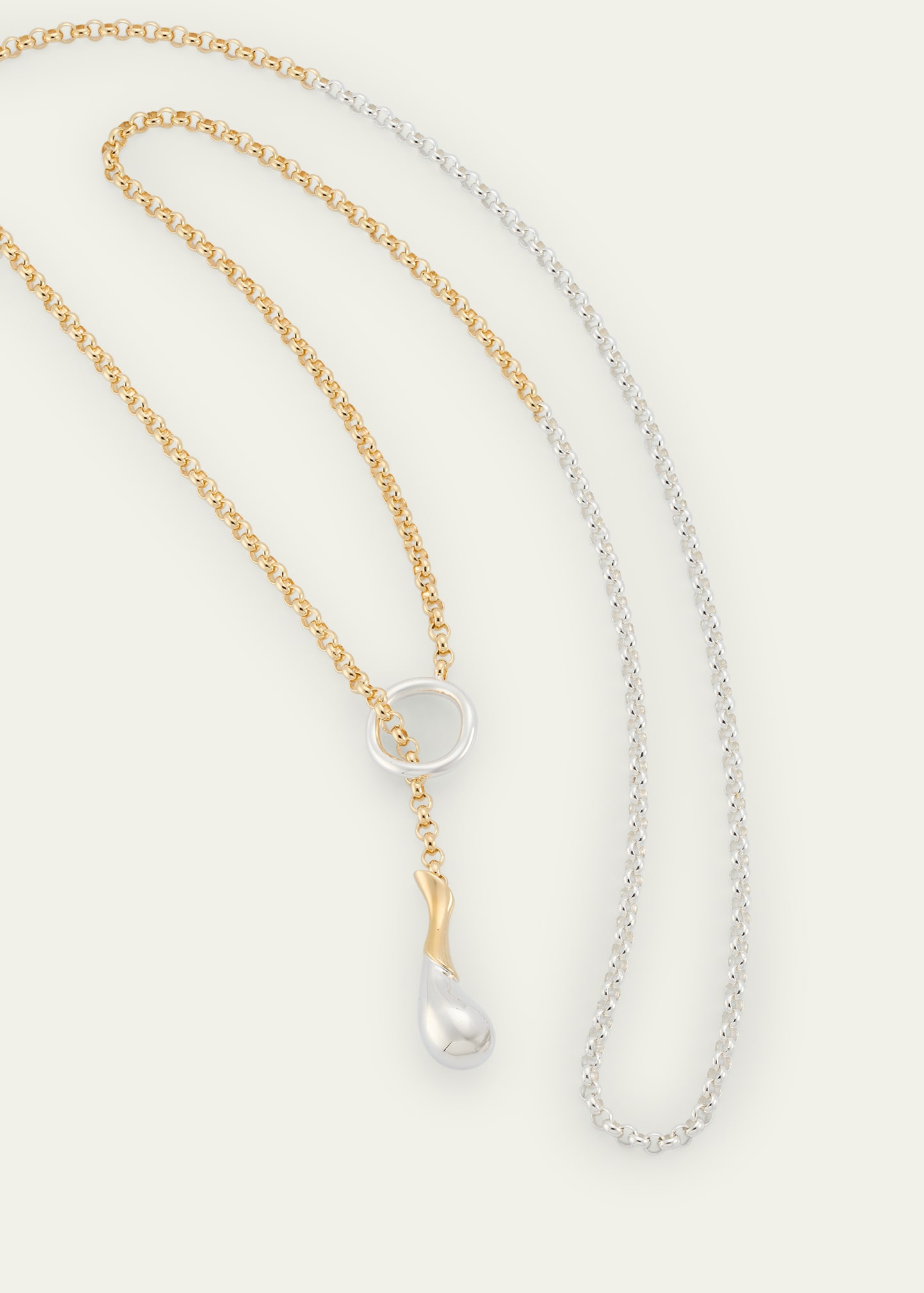 Silver and Gold Drop Chain Necklace - 3