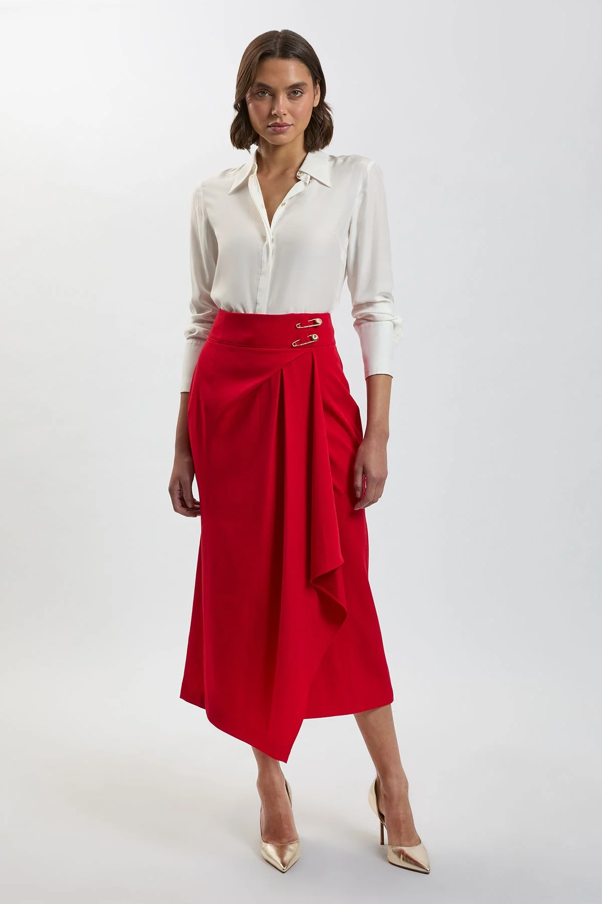 Petite Tailored Wrap Trim Maxi Skirt - 1